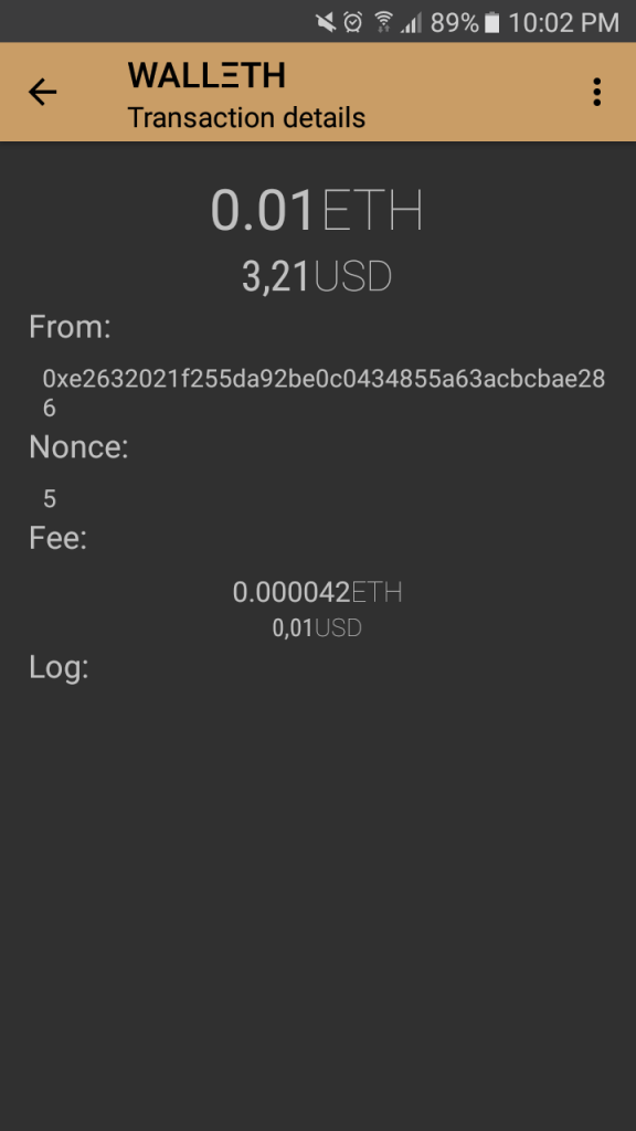 Walleth Transaction detail